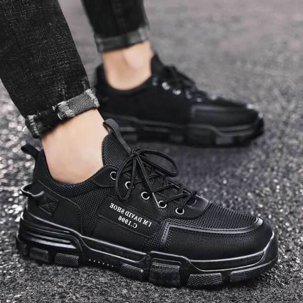 Lightweight and durable workwear, black board shoes for work, sports, leisure, breathable men's shoes - Image 4