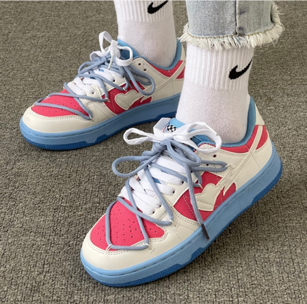 Summer ins color matching sports trend casual shoes in stock with cross straps low top small white shoes, breathable board shoe - Image 5