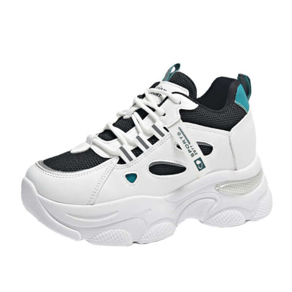 Real leather raised dad shoes new thick soled air cushion shock-absorbing sports shoes casual women's shoes - Image 5