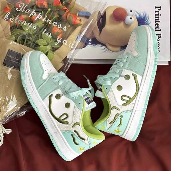 Mint green new skate shoes lovers casual sports skateboard shoes tide - Image 4