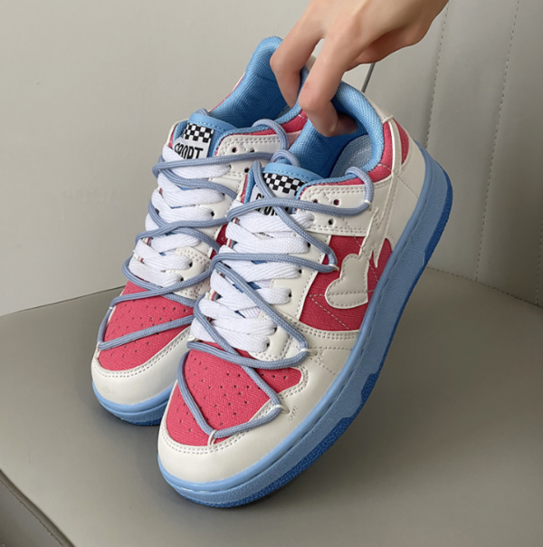 Summer ins color matching sports trend casual shoes in stock with cross straps low top small white shoes, breathable board shoe - Image 2