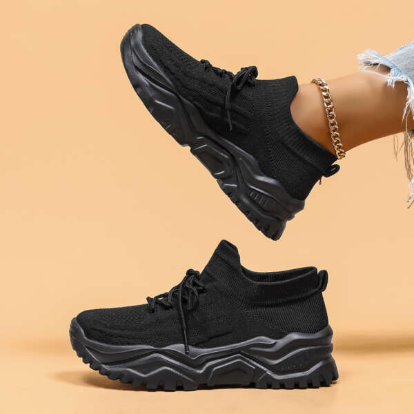 Sports women's shoes breathable fly woven socks shoes for lazy people one step on lazy shoes - Image 2
