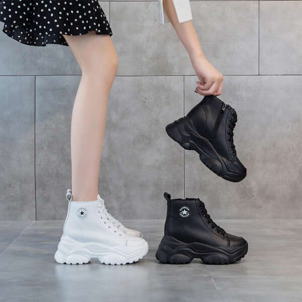 All-Match Small Size Small White Shoes Ins Trend Spring And Autumn Inner Heightening Shoes Women's Thick Bottom Sports Casual Shoes