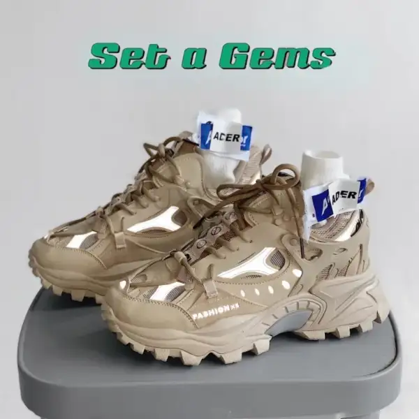 Men's sports shoes thick soled running shoes men's - Image 3