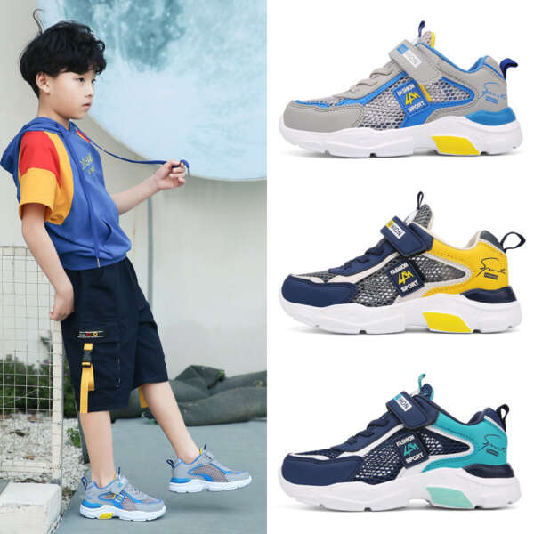 Single Net Boys Shoes Children's Shoes Summer Mesh Primary School Sports Shoes Middle And Big Children Running Net Shoes - Image 3