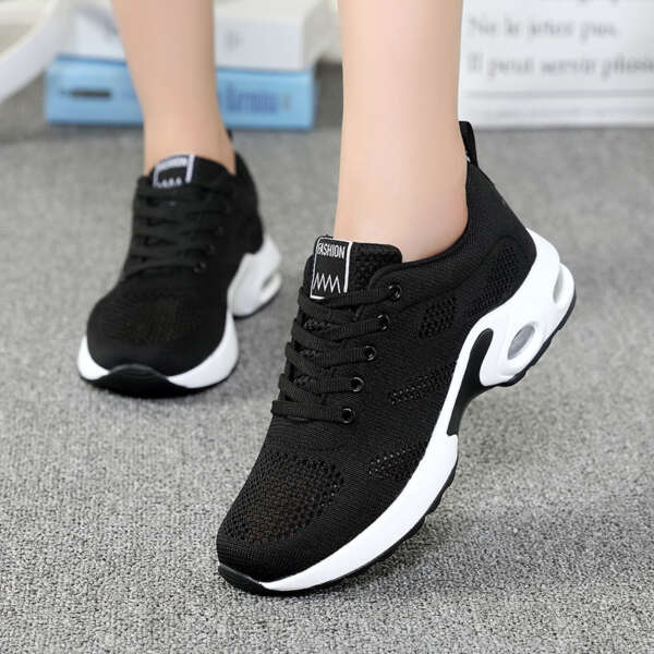 Flyknit sports and casual shoes with breathable soft sole and air cushion trendy student women's shoes - Image 3
