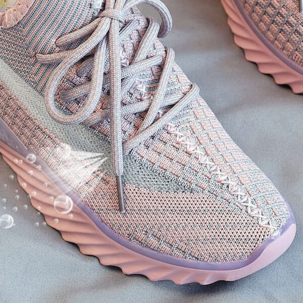 Net Red Tide Shoes Ins Really Burst Sports Shoes New Flying Woven Shoes Female Jelly Bottom Starry Coconut Shoes - Image 2