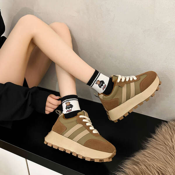 Melad color blocked thick sole sports Forrest Gump shoes for women retro casual dad shoes - Image 3