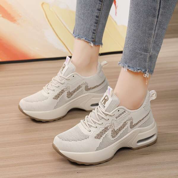 Inner height increasing women's sports shoes mesh breathable white shoes thick soled shoes soft soled shoes - Image 6