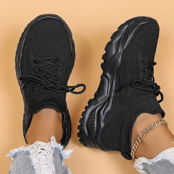 Sports women's shoes breathable fly woven socks shoes for lazy people one step on lazy shoes - Image 3