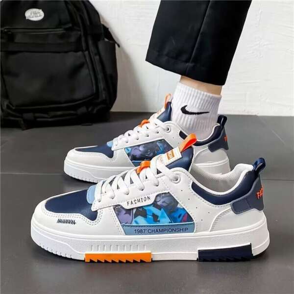 Breathable white shoes for men and students sports and leisure board shoes - Image 4
