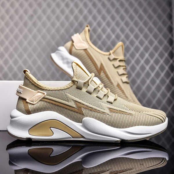 Fashionable Men's Shoes Summer New Breathable Student Casual Shoes Thin, Lightweight, Low cut, Fashionable Thick Bottom Flyknit Sports Shoes - Image 4