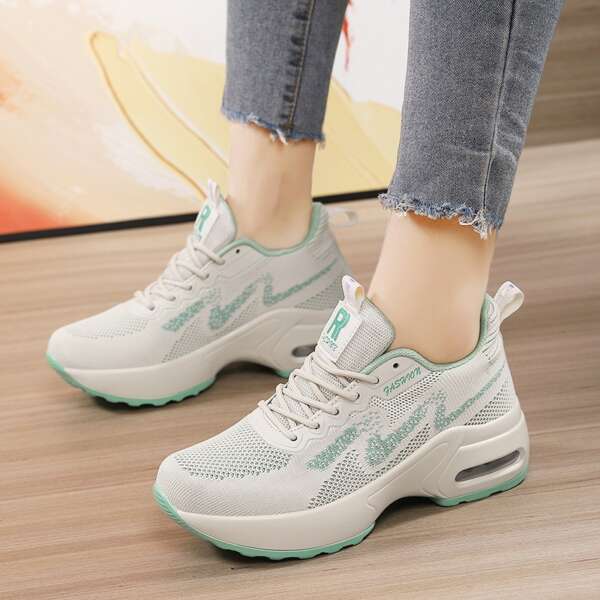 Inner height increasing women's sports shoes mesh breathable white shoes thick soled shoes soft soled shoes - Image 7