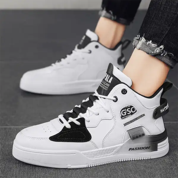 High top lace up sports board shoes outdoor breathable men's fashionable flat shoes - Image 5