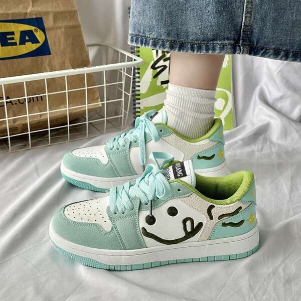Mint green new skate shoes lovers casual sports skateboard shoes tide - Image 2