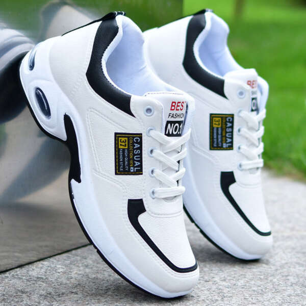 Men's fashionable waterproof low-top sports shoes white shoes student casual all-match running shoes - Image 3