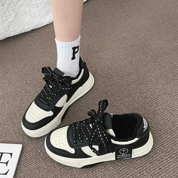 Board Shoes Women's Sneakers New Muffin Thick Bottom Khaki Black White Color Matching Fashion Women's Shoes Casual Sports Shoes - Image 4