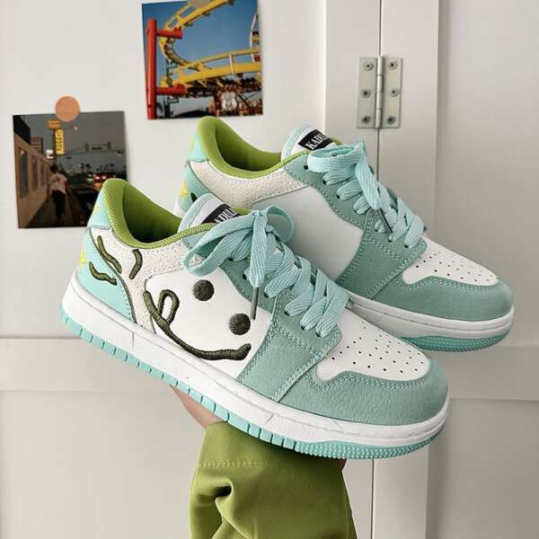 Mint green new skate shoes lovers casual sports skateboard shoes tide - Image 3