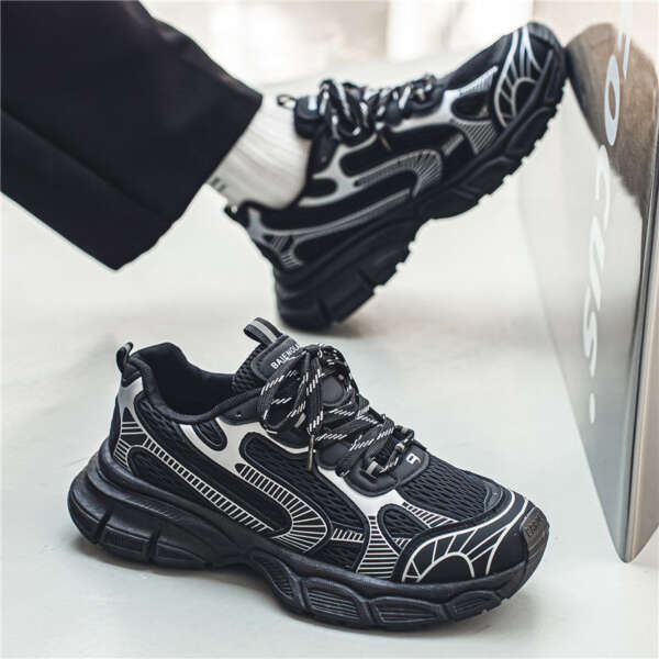 Breathable mesh sports shoes for men versatile thick soled casual running dad shoes for men - Image 4