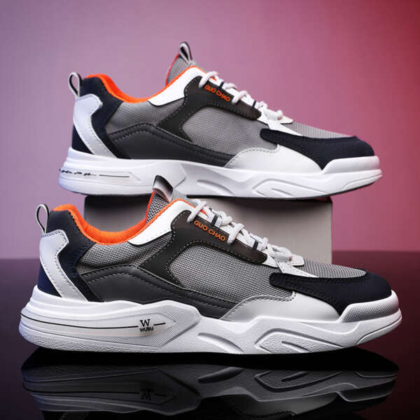 New Low-Top Men's Shoes Trendy Men's Round Toe Sneakers Mesh Breathable Shoes Casual Sports Shoes - Image 4