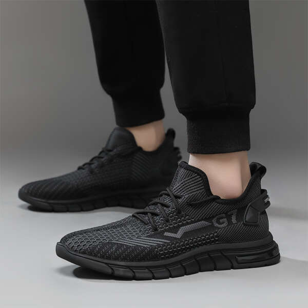 Flying Woven Sports Men's Shoes Summer Breathable Casual Shoes New Trend Mesh Coconut Shoes Men's Running Shoes - Image 3