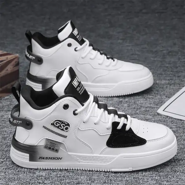 High top lace up sports board shoes outdoor breathable men's fashionable flat shoes - Image 8