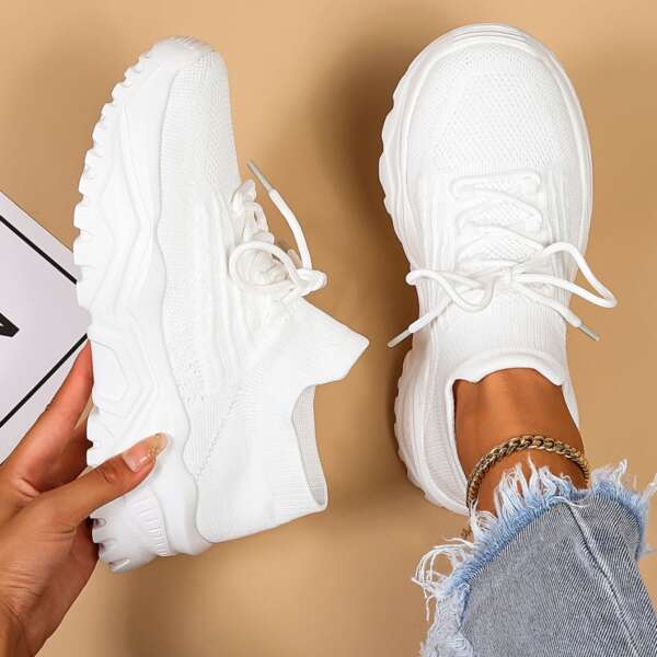 Sports women's shoes breathable fly woven socks shoes for lazy people one step on lazy shoes - Image 6