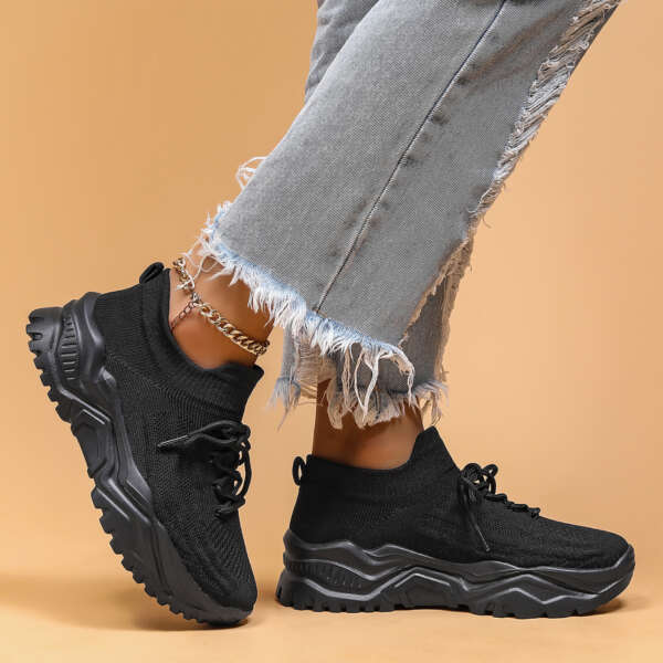 Sports women's shoes breathable fly woven socks shoes for lazy people one step on lazy shoes - Image 4
