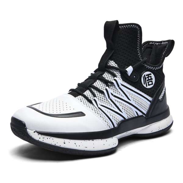 Summer high top basketball shoes with fly woven mesh surface for training sports shoes with rubber soles for men - Image 7