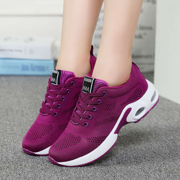 Flyknit sports and casual shoes with breathable soft sole and air cushion trendy student women's shoes - Image 4