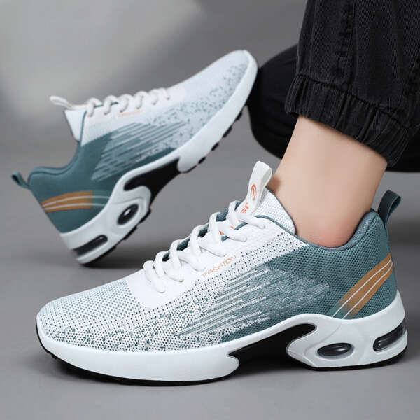 Men's Summer New Flyknit Air Cushion Shoes Cross border Men's Shoes Casual Shoes Sports Shoes Breathable Running Shoes - Image 2