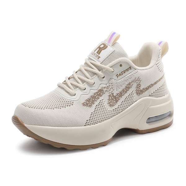 Inner height increasing women's sports shoes mesh breathable white shoes thick soled shoes soft soled shoes - Image 2