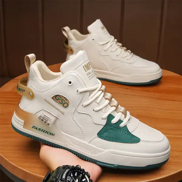 High top lace up sports board shoes outdoor breathable men's fashionable flat shoes - Image 3