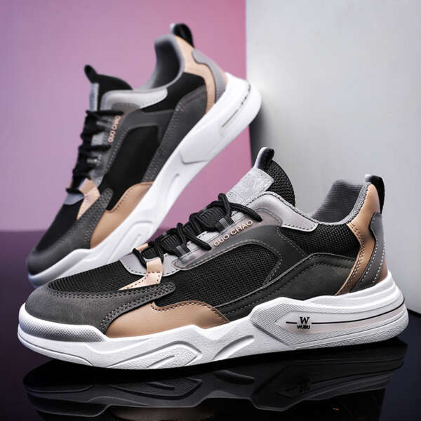 New Low-Top Men's Shoes Trendy Men's Round Toe Sneakers Mesh Breathable Shoes Casual Sports Shoes - Image 2