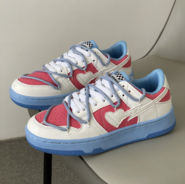 Summer ins color matching sports trend casual shoes in stock with cross straps low top small white shoes, breathable board shoe - Image 3